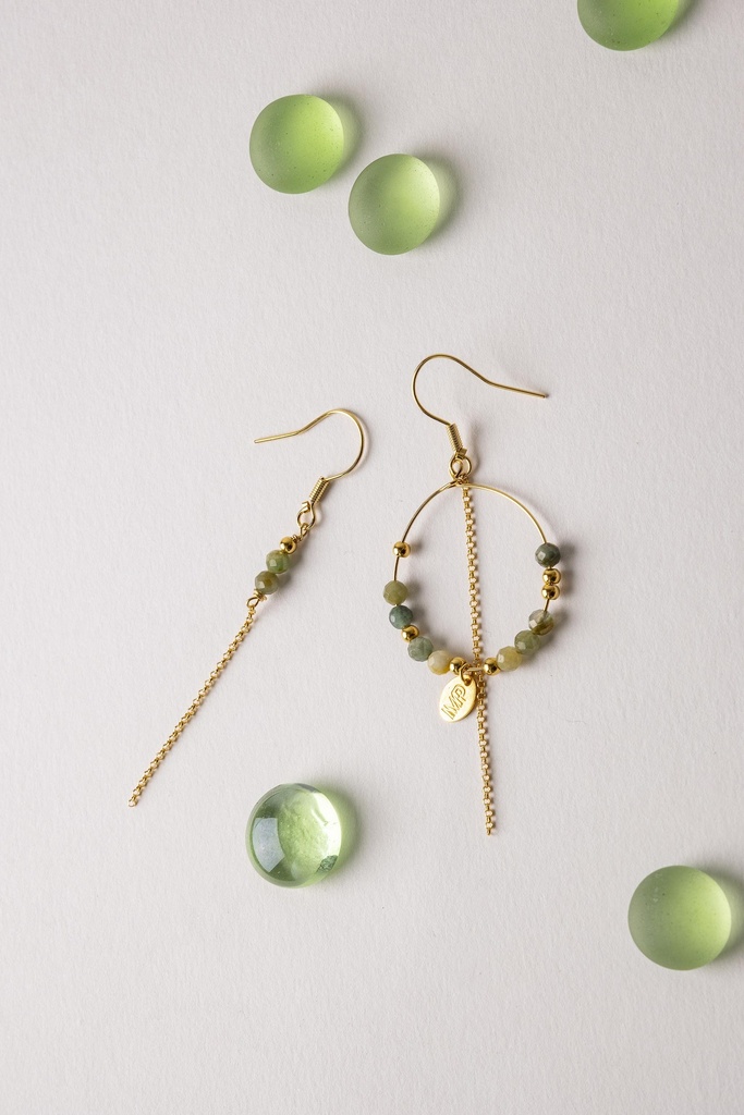 [251.MP-GGR] MP - BOUCLES D'OREILLES | Gold Green