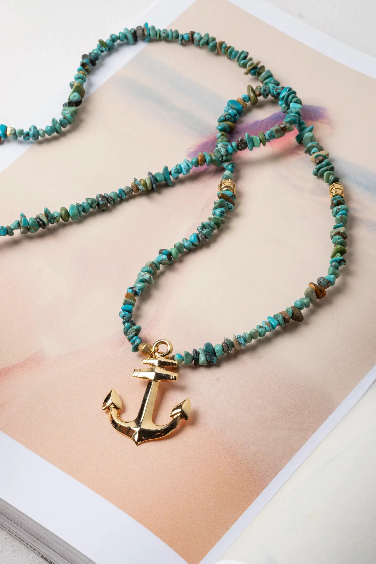 [251.NIKKI-N-GT] NIKKI - NECKLACE | Gold Turquoise