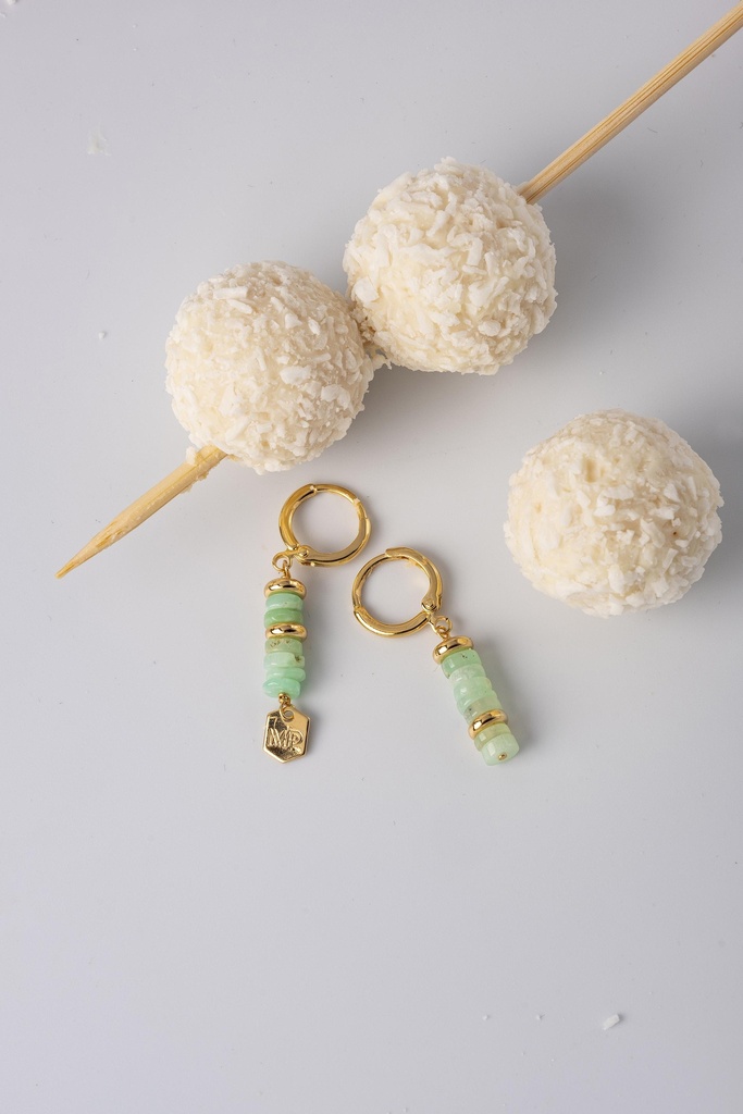 [251.VIRGIL-E-GLGR] VIRGIL - OORBELLEN | Gold Light green