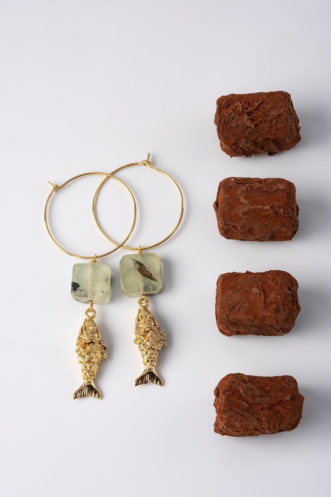 WATZU/L - BOUCLES D'OREILLES | Gold Light Green