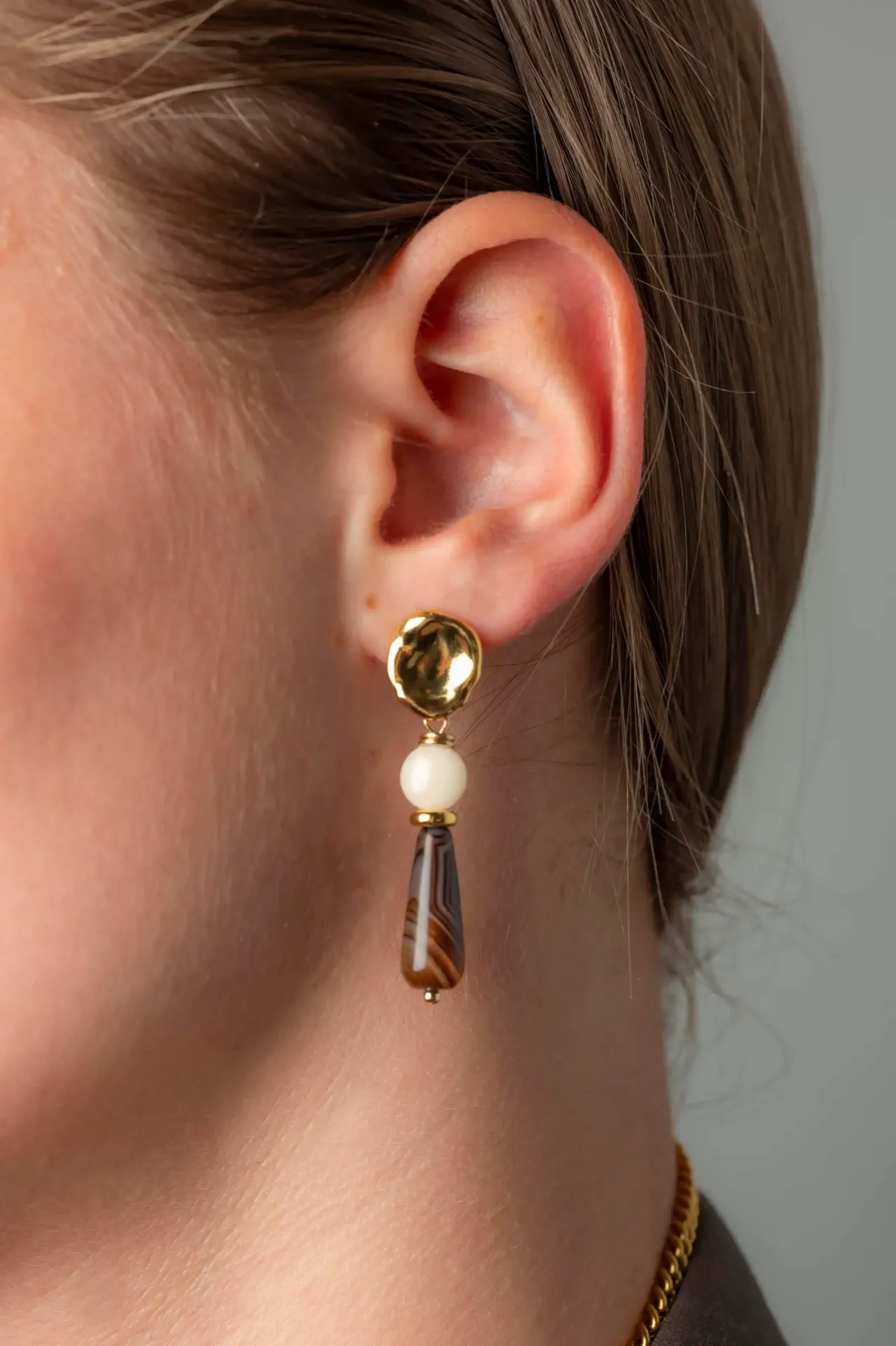 POCA - BOUCLES D'OREILLES | Gold Brown