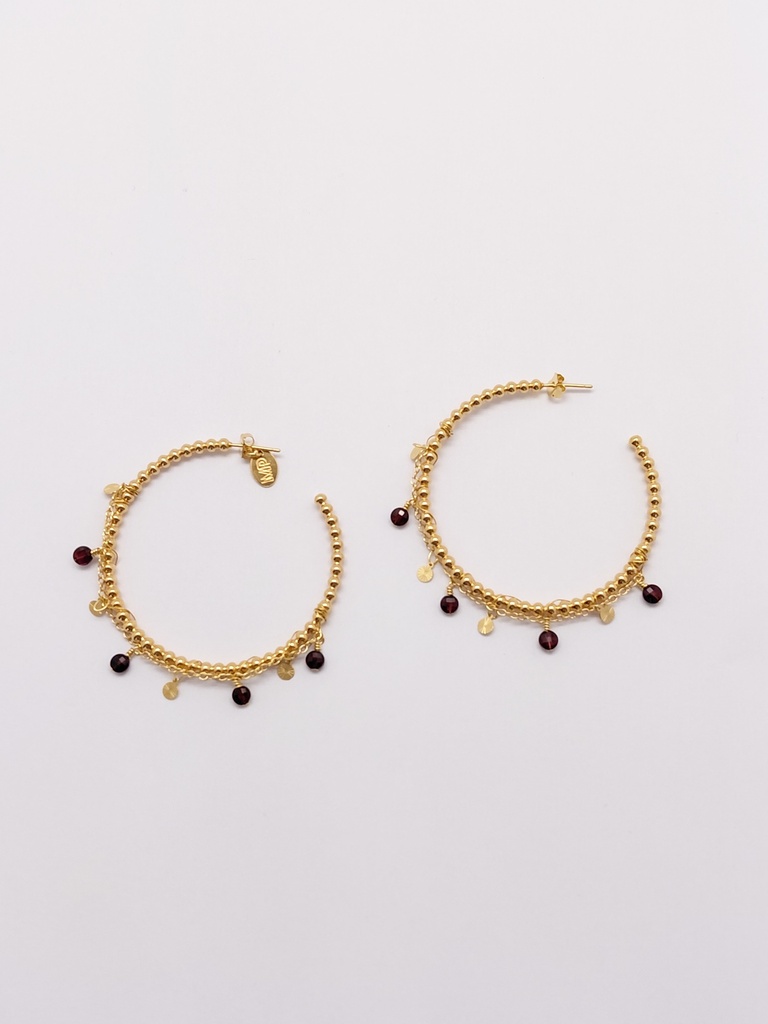 LOREN - BOUCLES D'OREILLES | Gold burgundy