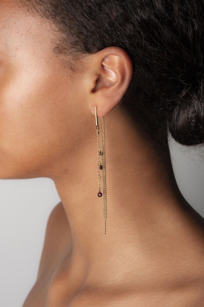 [252.LOREN/L-E-GBU] LOREN - OORBELLEN | Gold Burgundy