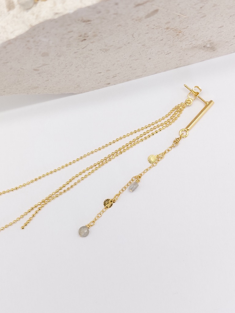 [252.LOREN/L-E-GLA] LOREN - OORBELLEN | Gold Grey