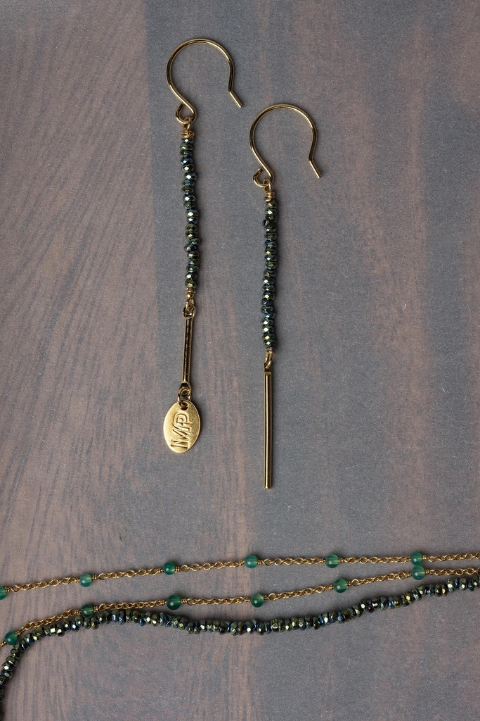 [252.NICE-E-GGR] NICE - BOUCLES D'OREILLES | Gold Green