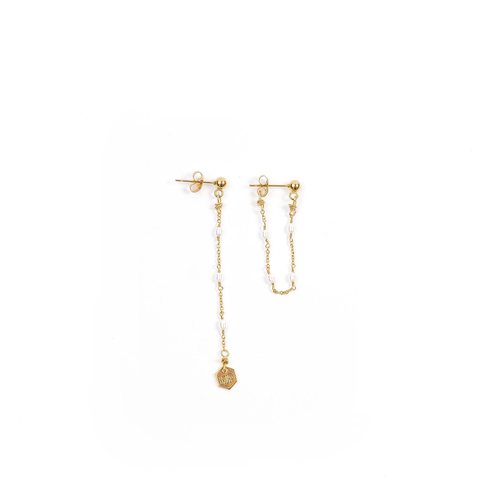 [252.RIVE-E-GPE] RIVE - BOUCLES D'OREILLES | Gold White