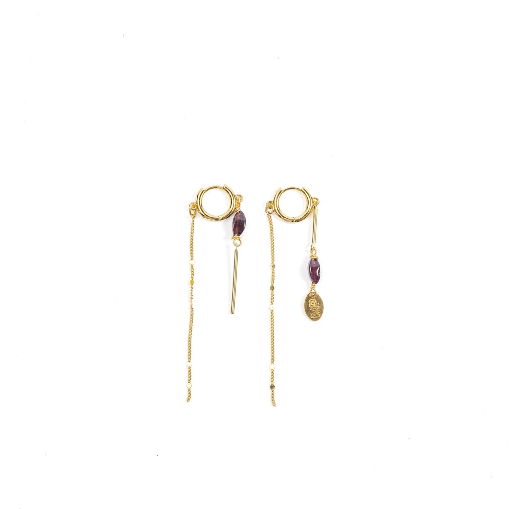 [252.SIENA-E-GBU] SIENA - EARRINGS | Gold Burgundy