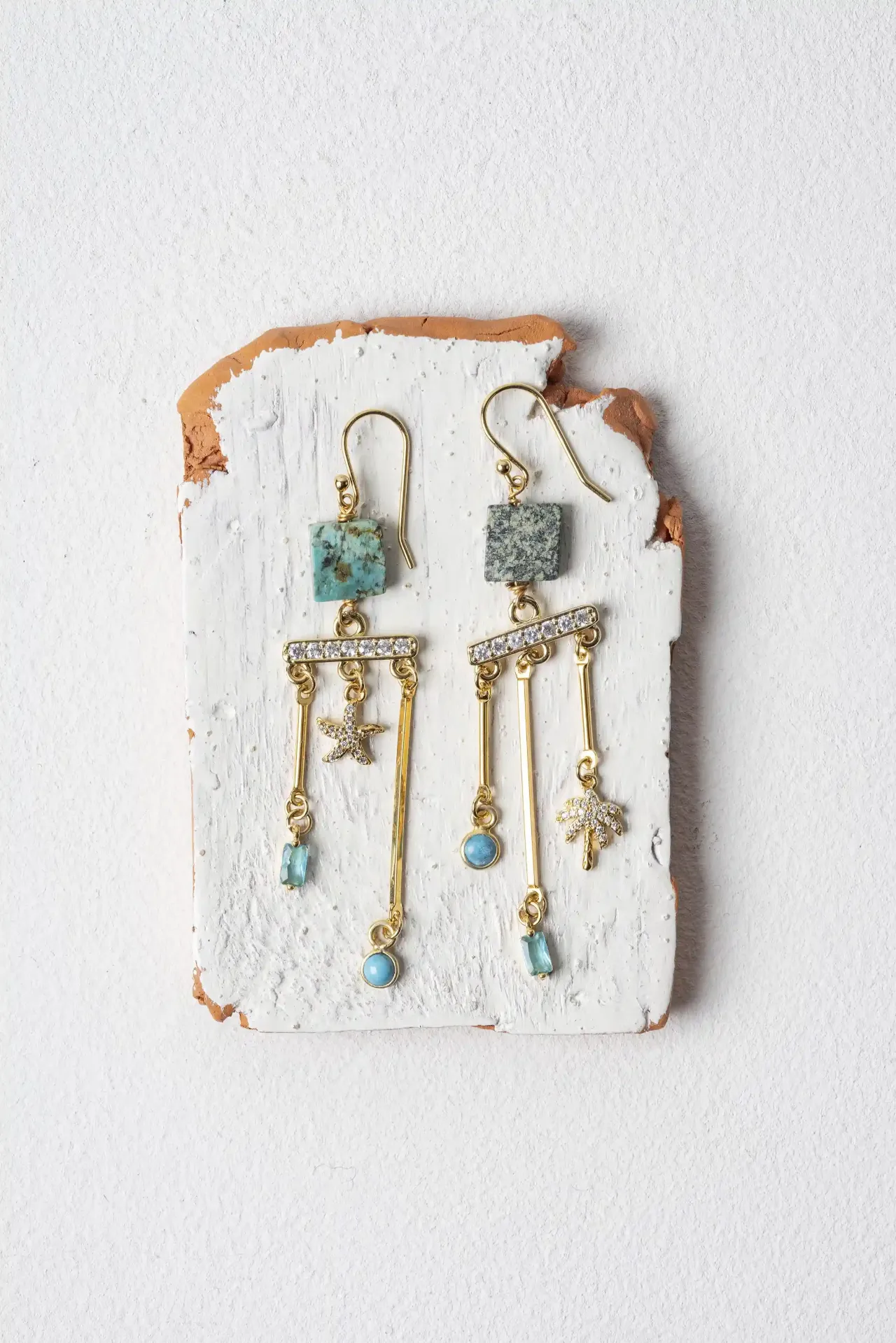 [261.LUXURY-E-GT] LUXURY - OORBELLEN | Gold Turquoise