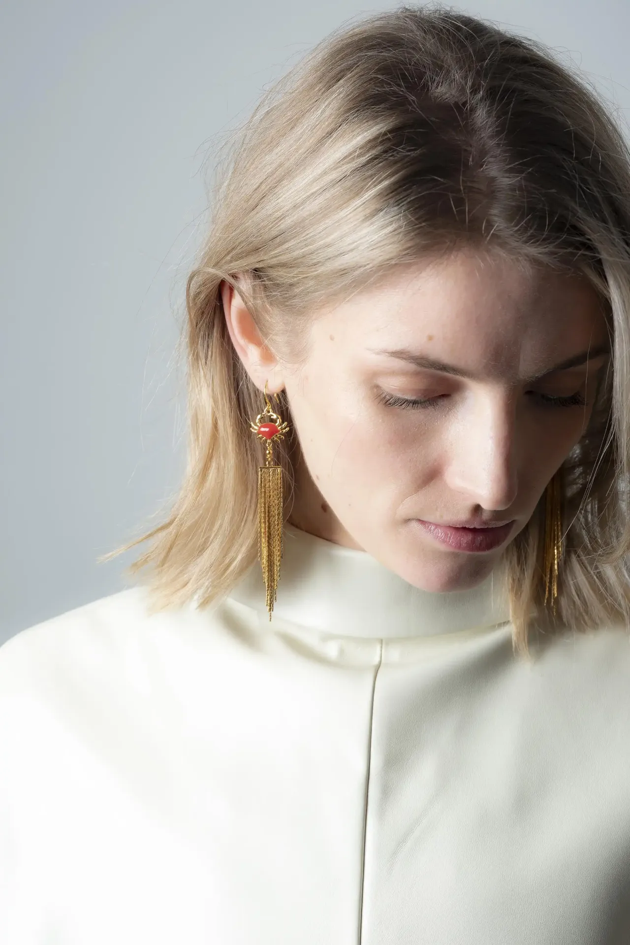 [261.SCARLET/L-ES-GR] SCARLET - BOUCLES D'OREILLES | Gold Red