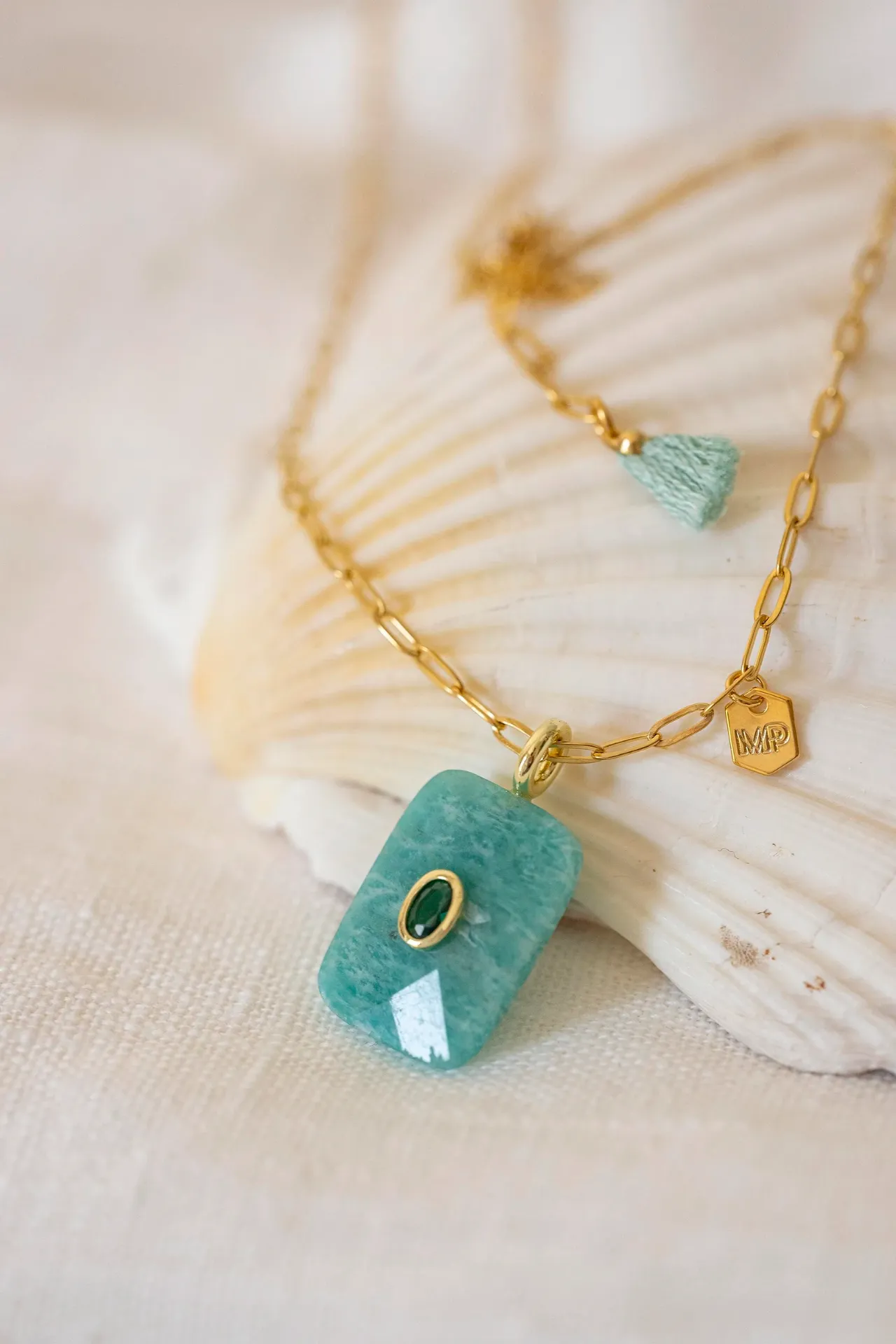 [261.DANA/XL-N-GT] DANA - NECKLACE | Gold Turquoise