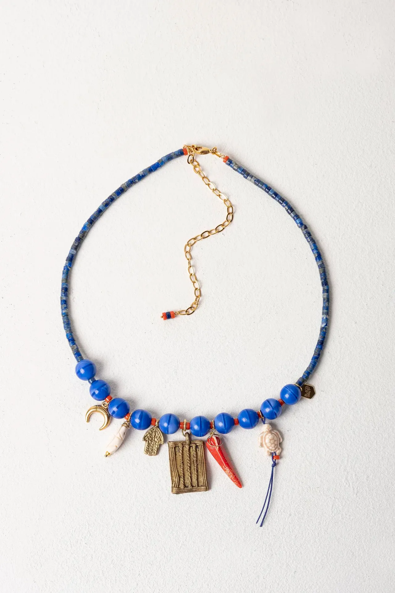 [261.POCA-N-GBL] POCA - NECKLACE | Gold Blue