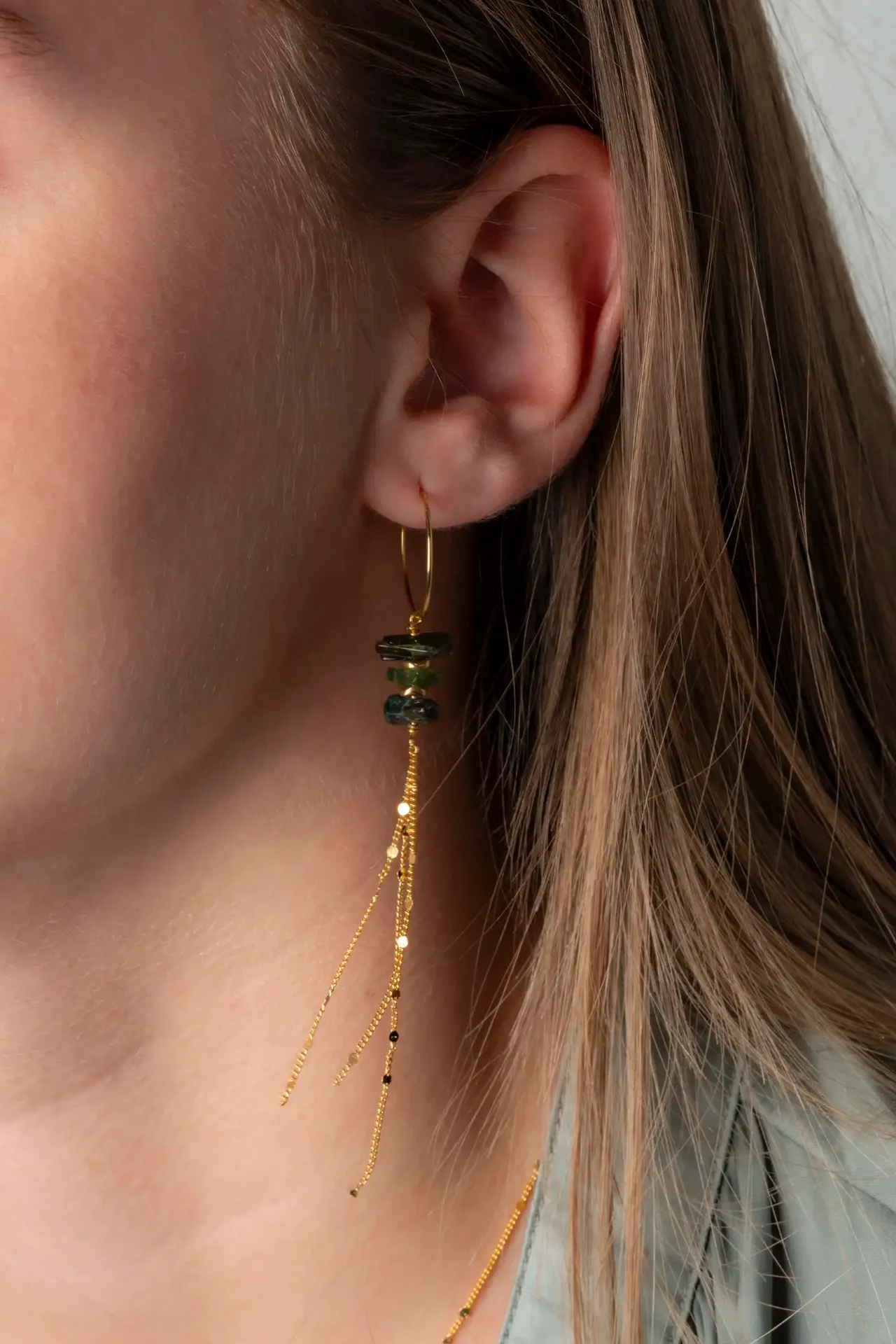 [262.VIRGIL/L-E-GGR] VIRGIL - EARRINGS | Gold Green
